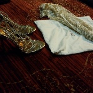 Badgley Mischka Gold Rhinestone Heels